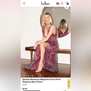 Lulus Garden Romance Magenta Floral Print Organza Maxi Dress